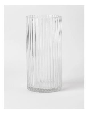 Vue Atlas Ribbed Glass Vase 30cm in Clear | MYER