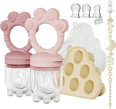 Amazon.com : 2 Pack Baby Fruit Food Feeder+Breastmilk Popsicle Molds,Baby Teethers,BPA Free,2mm Fine Holes to Prevent Choking,Perfect for Teething Rel