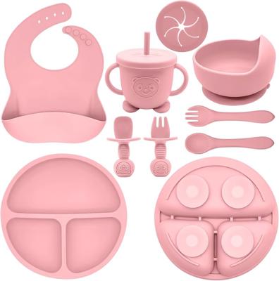 Amazon.com: Munlinder Silicone Baby Feeding Set | Baby Led Weaning Supplies Includes Suction Bowls and Divided Plates, Adjustable Bib, Baby Utensils S