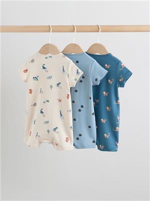 Buy Teal Blue Two Way Zip Baby Rompers 3 Pack (0mths-3yrs) from Next Australia