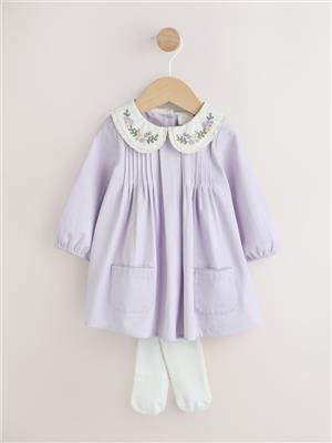 Buy Purple Woven Collar Baby Dress with Tights (0mths-2yrs) from Next Australia