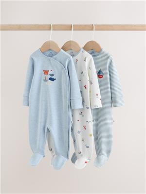 Buy Blue Nautical Baby Sleepsuits 3 Pack (0-2yrs) from Next Australia
