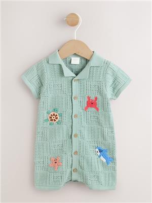 Buy Green Sea Characters Knitted Baby Romper (0mths-3yrs) from Next Australia