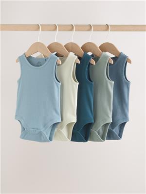Buy Blue Vest Baby Bodysuits 5 Pack from Next Australia