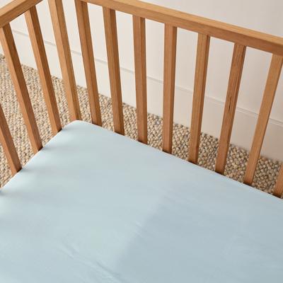 Leo Washed Cotton - Sky Cot Fitted Sheet | Sheet Society