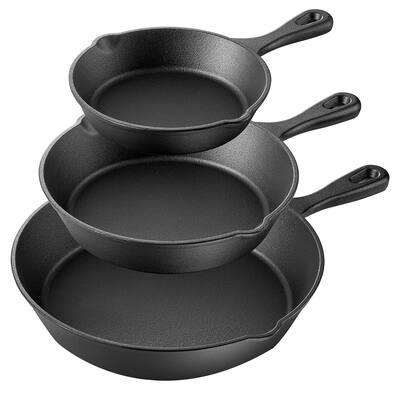 MegaChef Pre Seasoned 3 Piece Cast Iron Skillet Set Black 310114401M - Best Buy