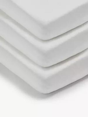 John Lewis Cotton Fitted Cot Sheet, Pack of 3, 60 x 120cm, White