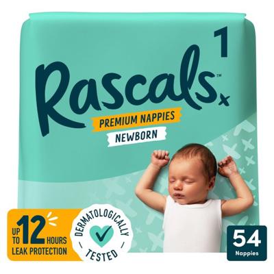Rascals Premium Nappies, Size 1 (3-5kg) - Ocado
