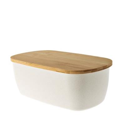 George & Mason - Harlow Bamboo Bread Bin 36.3x20.4x13.7cm - Cream