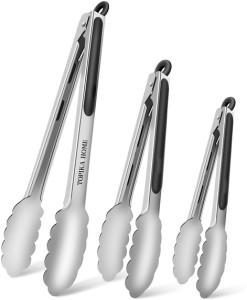 Topika Metal Tongs for Cooking, Kitchen Tongs Stainless Steel 3 Piece Set 30.4 cm Utility Tong Set | Makro