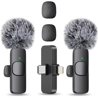 MAYBESTA Wireless Mini Microphone for iPhone, Android Phone - 2 Pack Lavalier Lapel Mic for Audio Video Recording - Clip on Content Creator Microphone