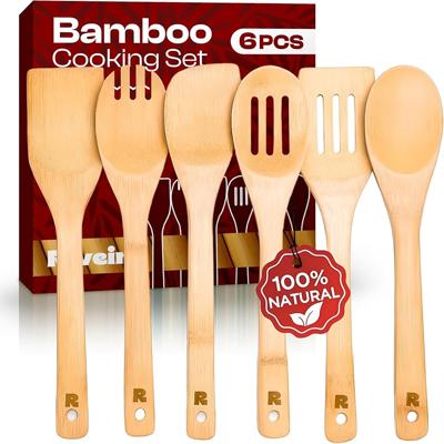 Amazon.com: Riveira Bamboo Cooking Spoons 6-Piece – Wooden Cooking Utensils Set with Wooden Spoons for Cooking & Spatulas Wooden Utensil Sets – Premiu