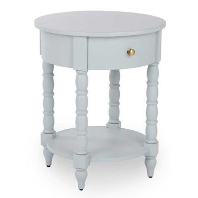 Palmer Mist Blue Wood Round Charging End Table | Kirklands Home