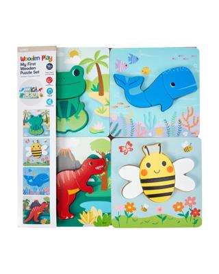 4 Pack My First Wooden Puzzle Set - Kmart