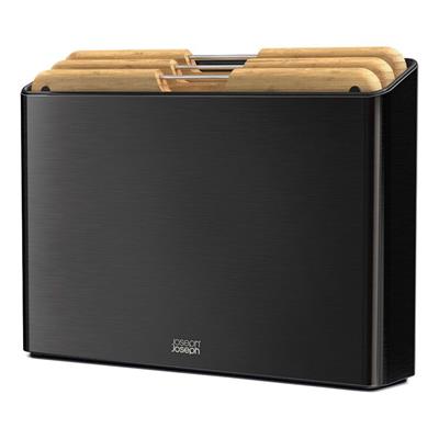 Joseph Joseph Folio Set of 3 Bamboo Chopping Boards with Stainless Steel Case Stainless & Black | Harris Scarfe