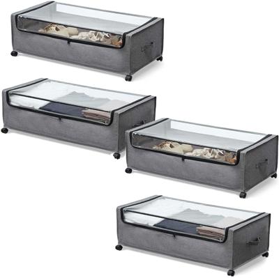 Amazon.com: FOUCSSOMEI Under Bed Storage with Wheels, Rolling Under bed Storage with Metal Frame, Under Bed Shoe Storage for Space Saving, Zippered Cl