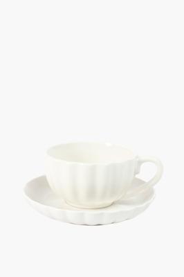 4 Pack Scallop Cup And Saucer Set