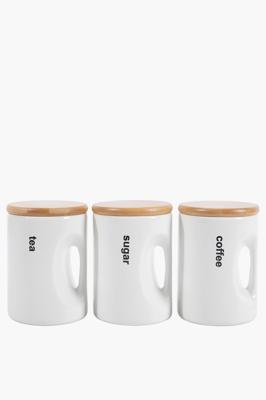 Set Of 3 Organic Handle Canisters