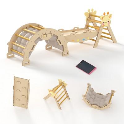 Pikler Triangle Set,6 in 1 Toddler Climbing Triangle Indoor,Foldable Toddler Climbing Toys Indoor 1-3,Pikler Triangle Climbing Toys (Natural Wood) : T