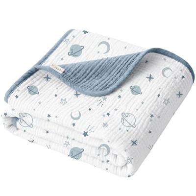 Konssy Muslin Baby Blankets for Girls Boys, 100% Cotton Crib Blanket for Infant Toddler, Super Soft and Lightweight Nursery Swaddling Wrap 40x36 (St
