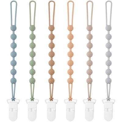 Eascrozn Baby Pacifier Clip, 6 Pack Silicone Pacifier Holder with One Piece Design for Baby Boy and Girl, BPA Free Soft Flexible Paci Binky Clips
