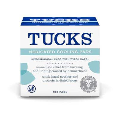 TUCKS Medicated Cooling Pads, 100 Count – Hemorrhoid Pads with Witch Hazel, Cleanses Sensitive Areas, Protects from Irritation, Hemorrhoid Treatment,
