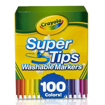 Crayola 100ct Super Tips Washable Markers, Kids School Supplies, Art Classroom Must Haves for Teachers, Bulk Coloring Gift, Ages 3+ : Target