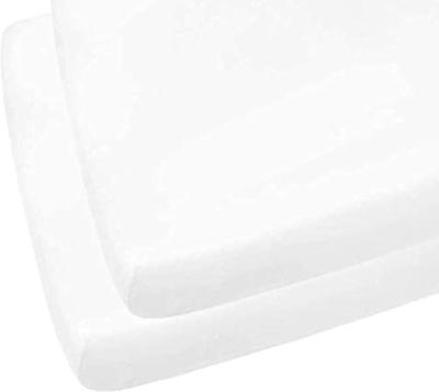 DTEX HOMES 2 x Cot Bed Fitted Sheets Anti-Allergy Anti-Bacterial 100% Egyptian Cotton 200 Thread Count Cot Bed Nursery Bedding, White - 70 x 140 cm :