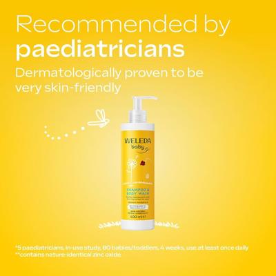Weleda Baby Shampoo & Body Wash, Baby Bath, Kids Shampoo & Wash, Sensitive Calendula, Dermatologically Tested, Certified Natural, 96% Recycled Packagi