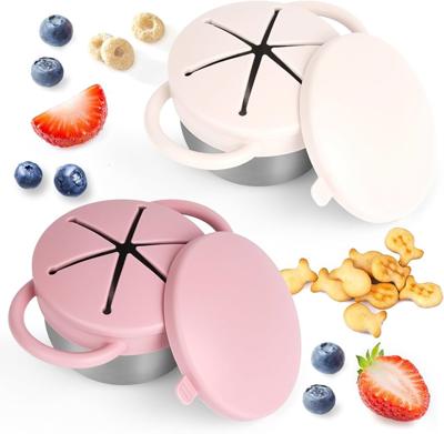 Amazon.com : 2 Pack Snack Cups for Toddlers Spill Proof - Detachable Stainless Steel Toddler Snack Cups with Silicone Lids & Handles - Dishwasher Safe