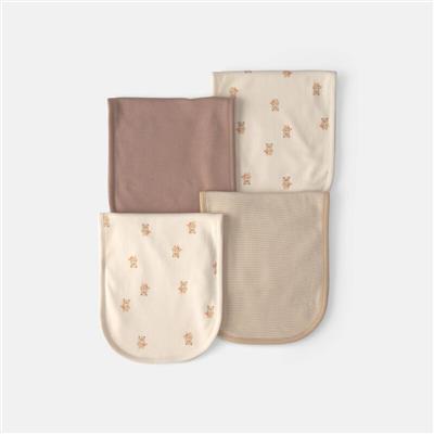 Baby Boy 4-Pack Bear Burp Cloths - Brown/Ivory | Carter’s Oshkosh Canada