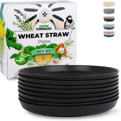 Amazon.com | Grow Forward Premium Wheat Straw Plates - 10 Inch Reusable Hard Plastic Dinner Plates Set of 8 - Unbreakable Microwave Safe Plates for De