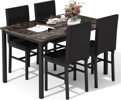 Amazon.com - DKLGG Dining Table Set for 4, Modern Kitchen & Dining Room Sets Faux Marble Table with 4 Leather Chairs for Small Space, Home Kitchen, Ap