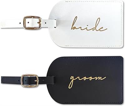 Amazon.com | GroomBrideGifts Bride and Groom Luggage Tags, Bridal Shower Gifts, Honeymoon Travel Essentials,Engagement Gift for Couples | Luggage Tags