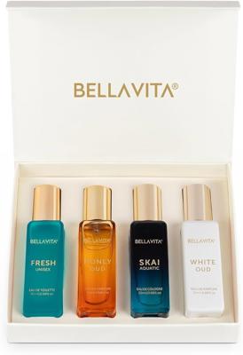 Bellavita Luxury Unisex Perfume Gift Set with Honey &White Oud, Skai, &Fresh | 80ml | Perfume for Men and Women | Honey, Artemisia Lemon, Bergamot, &