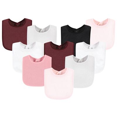 Hudson Baby Infant Girl Drooler Bib with Waterproof Lining, Pink Burgundy, One Size - Pink Burgundy