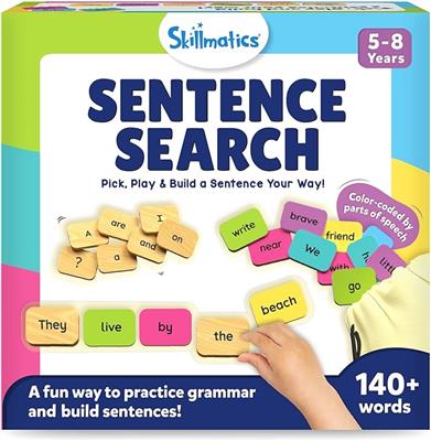 Skillmatics Educational Board Game - Sentence Search, Fun Learning Toys and Games for Kids, Sentence Building Activity, Creative Word Play, 120  Tiles