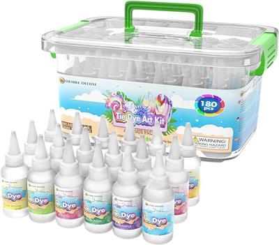 Desire Deluxe Tie Dye Kit – Set of 18 Colours Ink Tie-Dye Kits for Dyeing Fabric, Clothes – Creative Art Craft Games Activity for Kids & Adults (180pc
