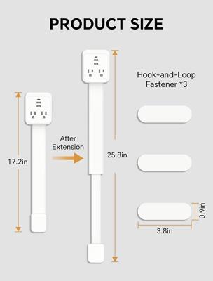 Amazon.com: GNGNBH Outlet Extender Stick 17.2–25.8 Adjustable with USB C & 2 USB Ports, Electrical Outlet Extender with 2 AC Outlets, Flexible Rot