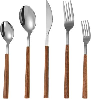 Amazon.com | 5pcs Silverware Dinner Fork Salad Fork Soup Spoon Teaspoon Stainless Steel Flatware Set with Faux Handle: Flatware Sets