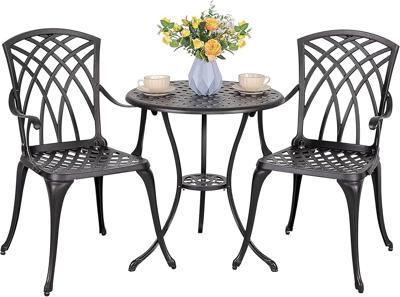 Amazon.com: NUU GARDEN Bistro Set 3 Piece Outdoor Cast Aluminum Patio Bistro Set Patio Table and Chairs Set of 2 with Umbrella Hole and Gray Cushions,
