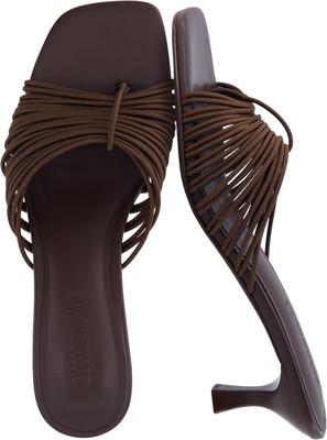 Amazon.com | CUSHIONAIRE Quiz Kitten Heels for Women, Strappy Heeled Sandals with Cushioned Footbed, Slip On Open Toe Sandal, BROWN 8 | Heeled Sandals