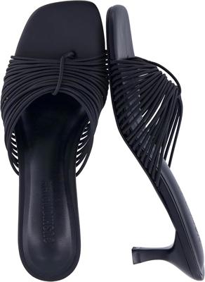Amazon.com | CUSHIONAIRE Quiz Kitten Heels for Women, Strappy Heeled Sandals with Cushioned Footbed, Slip On Open Toe Sandal, BLACK 9 | Heeled Sandals