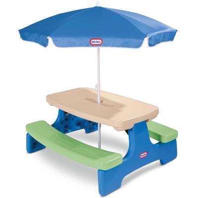 Little Tikes Easy Store Picnic Table with Umbrella - Blue\Green - Walmart.ca