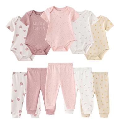 Ruliby Baby Girl Bodysuit and Pant Set Cotton Soft Newborn Clothes Outfits 3-6 month