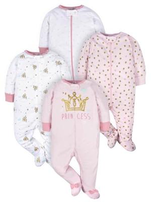 Gerber Baby Girls 4 Pack Sleep N Play Footie Assorted colors 0-3 Months
