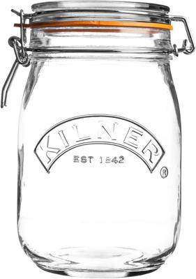 Kilner Clip Top Jar 1 Litre (1000ml) Airtight Glass Storage Jar for Preserving Fruits Vegetables Coffee Tea Rice Flour Nuts Pasta : Amazon.co.uk: Home