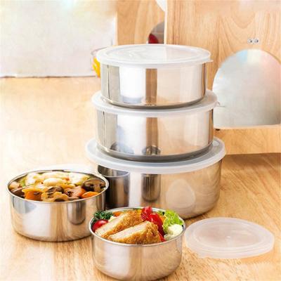 Czzoypi Stainless Steel Mixing Bowls with Lids, 5 Piece Nesting Food Storage Container Set, Kitchen Prep Serving Bowls for Salad Snacks Leftovers - Wa