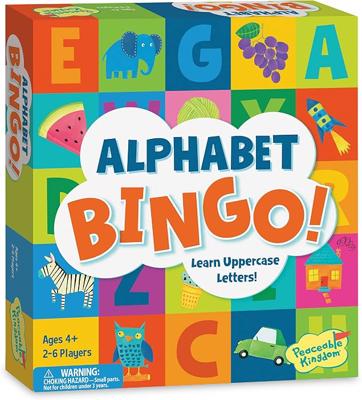 Amazon.com: Peaceable Kingdom Alphabet Bingo! Letter Learning Educational Board Game for 2 to 6 Kids Ages 4+ : Toys & Games