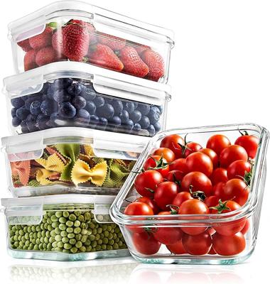 Amazon.com: NutriChef 10-Piece Superior Glass Food Storage Containers Set (5 Containers + 5 Locking Lids),Stackable Meal-prep Design, BPA-free Airtigh